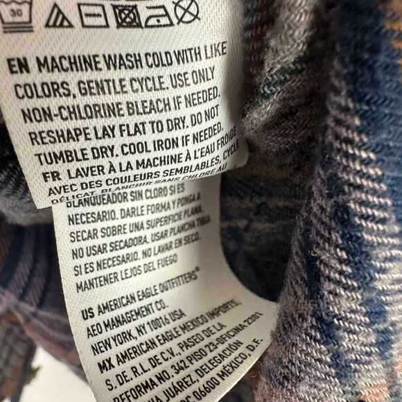 American Eagle Medium womens AE Ahh-Mazingly Soft Flannel Shirt Purple Gray - Picture 7 of 7